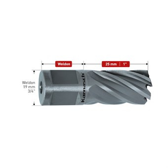 D1= 14mm L3= 25mm HSS-XE Annular Cutters, Weldon Shank, Silver Line