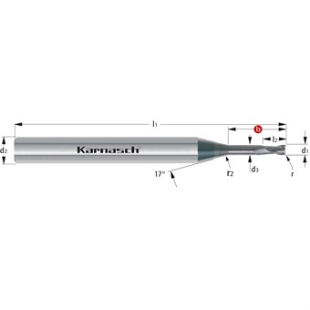 D1=6mm D2=6mm L1=75mm L2=6mm L3=30mm Diamond Coated Solid Carbide End Mill, Corner Radius, <25xD